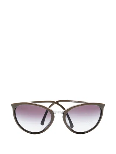 Pre-owned Chanel 2000s Cc Mark Cat-eye Sunglasses In Brown