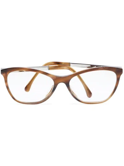 Pre-owned Chanel 2000s Cc Mark Glasses In Brown