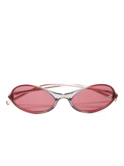 Pre-owned Chanel 2000s Cc Mark Oval-frame Sunglasses In Silver