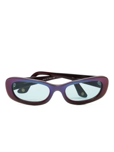 Pre-owned Chanel 2000s Cc Mark Rectangle-frame Sunglasses In Blue