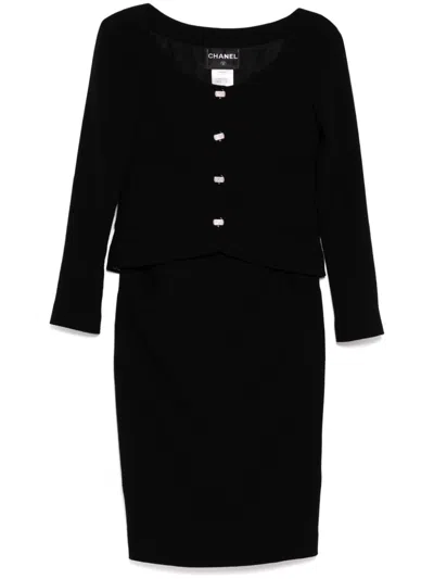 Pre-owned Chanel 2000s  Setup Jacket Skirt In Black