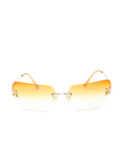 Pre-owned Chanel 2000s Coco Mark Sunglasses In Orange