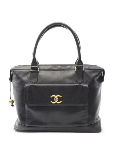 Pre-owned Chanel 2000s Coco Mark Tote Bag In Black