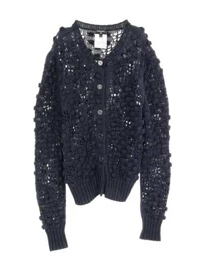 Pre-owned Chanel 2000s Cocomark Cotton Cardigan In Blue