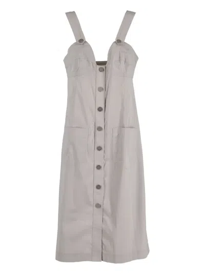 Pre-owned Chanel 2000s Cotton-blend Dress In Gray