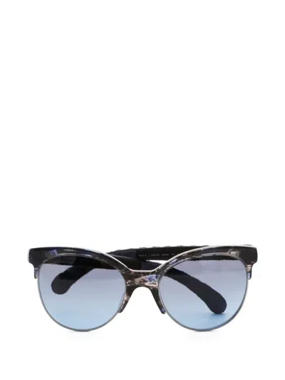 Pre-owned Chanel 2000s Denim-detail Sunglasses In Blue