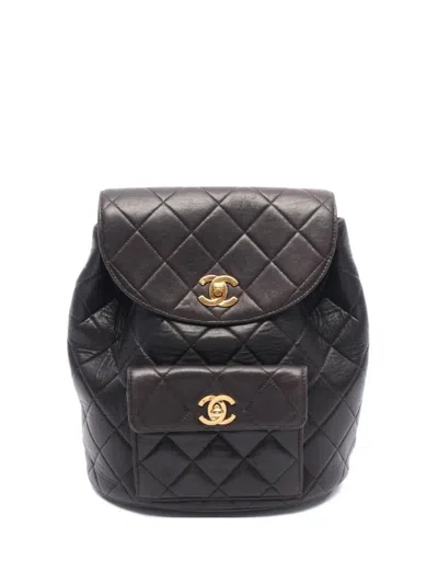 Pre-owned Chanel 2000s Diamond-quilted Backpack In Black