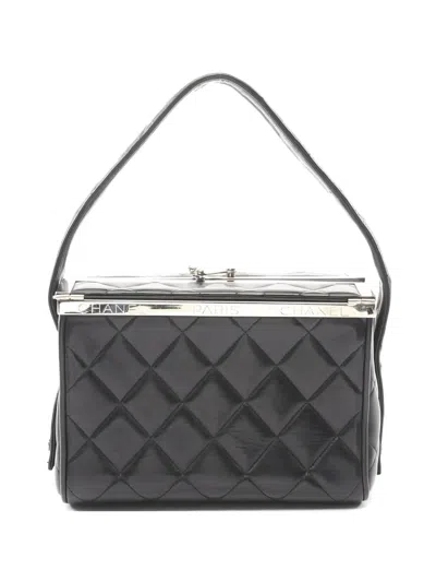 Pre-owned Chanel 2000s Diamond-quilting Lambskin Tote Bag In Black
