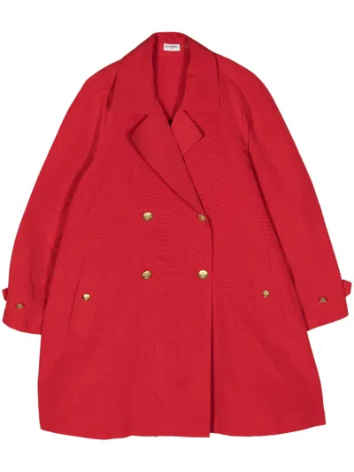 Pre-owned Chanel 2000s Double-breasted Silk Coat In Red
