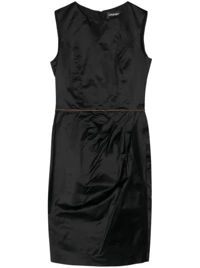 Pre-owned Chanel 2000s Draped Silk Dress In Black