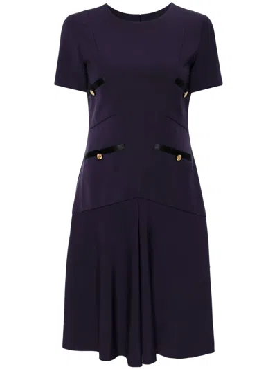 Pre-owned Chanel 2000s Drop Waist Flared Hem Dress In 紫色