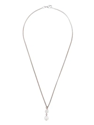 Pre-owned Chanel 2000s Embellished Cc Necklace In Silver