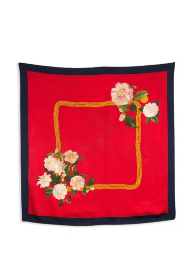 Pre-owned Chanel 2000s Floral-motif Scarf In Red