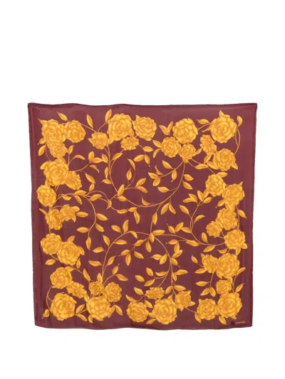 Pre-owned Chanel 2000s Floral Scarf In Red