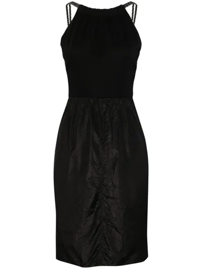 Pre-owned Chanel 2000s Halterneck Cotton Minidress In Black