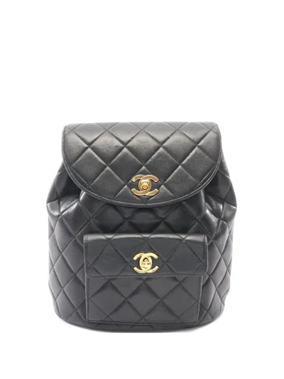 Pre-owned Chanel 2000s Matelassé Leather Backpack In Black
