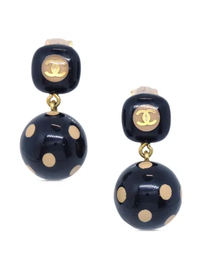 Pre-owned Chanel 2000s Polka-dot Dangle Earrings
