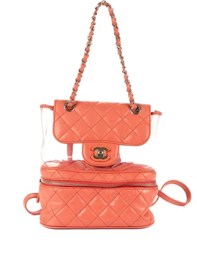 Pre-owned Chanel 2000s Quilted Chain Backpack In Pink