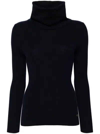 Pre-owned Chanel 2000s Ribbed Wool-cashmere Jumper In Blue