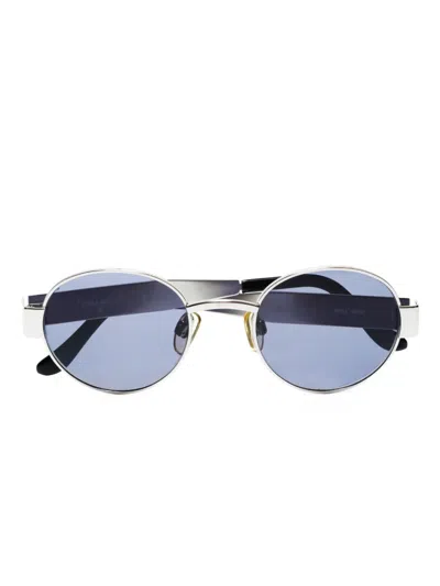 Pre-owned Chanel 2000s Round-frame Sunglasses In Silver