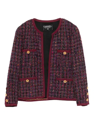 Pre-owned Chanel 2000s Tweed Jacket In Purple