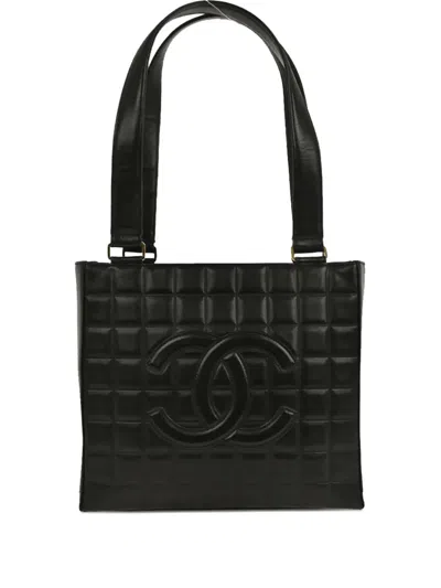 Pre-owned Chanel 2001 -2003 Choco Bar Tote Bag In Black