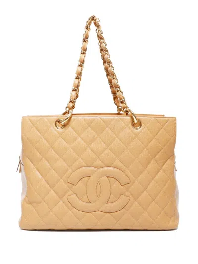 Pre-owned Chanel 2001-2002 Grand Shopping Tote Bag In Neutrals