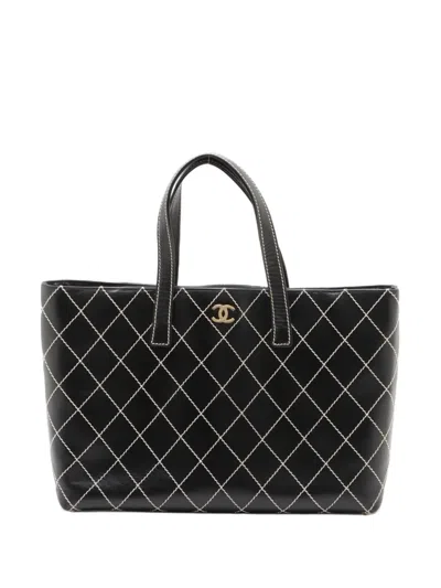 Pre-owned Chanel 2001-2002 Wild Stitch Tote Bag In Black