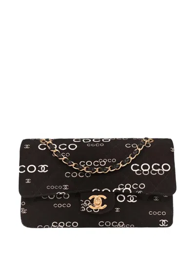 Pre-owned Chanel 2001-2003 Medium Classic Double Flap Shoulder Bag In Black