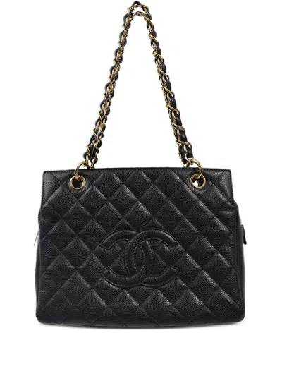 Pre-owned Chanel 2001-2003 Petite Shopping Tote Bag In Black