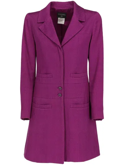 Pre-owned Chanel 2001 Buttoned Coat In Purple