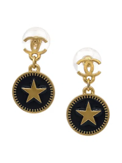 Pre-owned Chanel 2001 Cc-logo Earrings In Gold