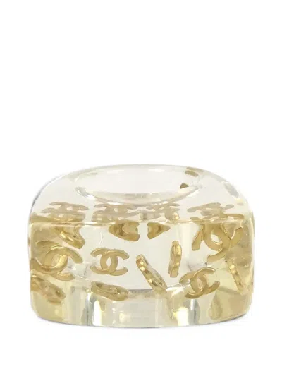 Pre-owned Chanel 2001 Cc Logo Ring In Neutrals