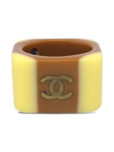 Pre-owned Chanel 2001 Cc Striped Ring