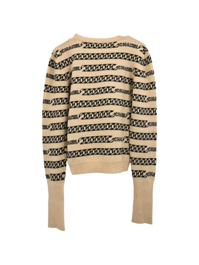 Pre-owned Chanel 2001 Chain-print Sweater In Neutrals