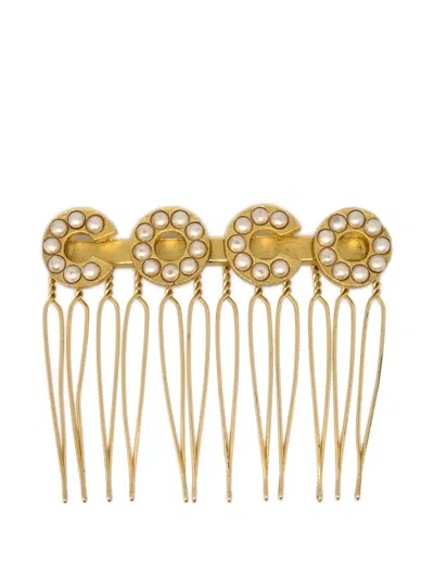 Pre-owned Chanel 2001 Coco Hair Pin In Gold
