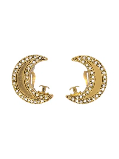 Pre-owned Chanel 2001 Crescent-moon Clip-on Earrings