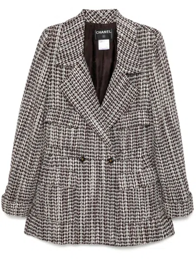 Pre-owned Chanel 2001 Double-breasted Tweed Jacket In Black