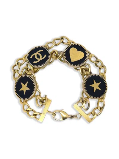 Pre-owned Chanel 2001 Double-chain Bracelet In Gold