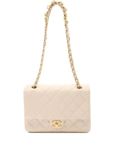 Pre-owned Chanel 2001 Double Flap Shoulder Bag In Neutrals