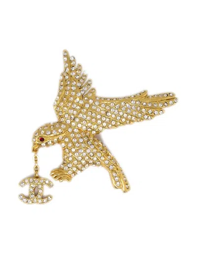 Pre-owned Chanel 2001 Gold-plated Cc Eagle Brooch