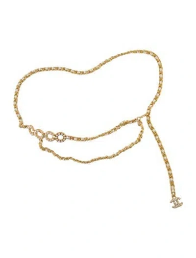 Pre-owned Chanel 2001 Interlocking Cc Logo Chain-link Belt In Gold