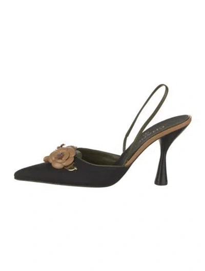 Pre-owned Chanel 2001 Interlocking Cc Logo Slingback Pumps In Black