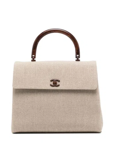 Pre-owned Chanel 2001 Medium Kelly Flap Bag In Neutrals