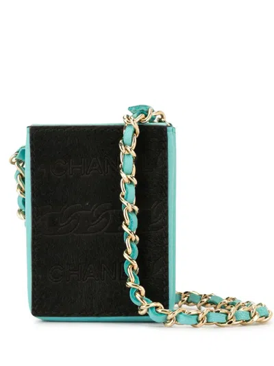 Pre-owned Chanel 2001 Mini Chain Pouch In Black