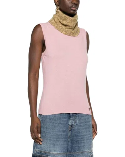 Pre-owned Chanel 2001 Pink Cashmere Knit Top, Size It; 42 (authentic Pre-loved)