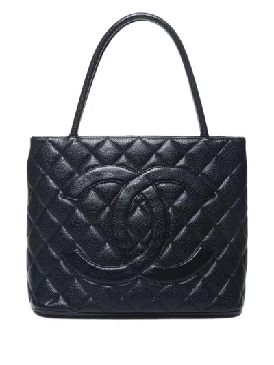Pre-owned Chanel 2001 Reprint Tote Bag In Black