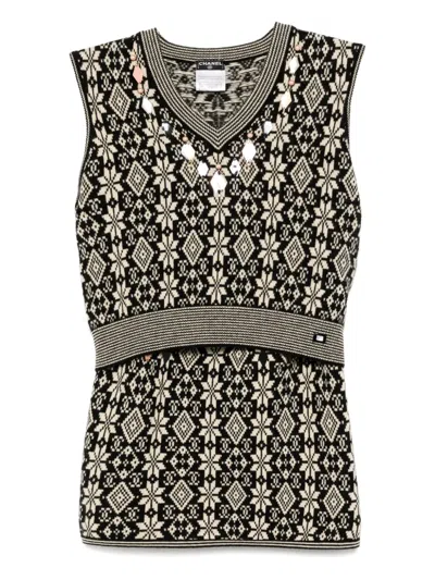 Pre-owned Chanel 2001 Setup Top Skirt In Black