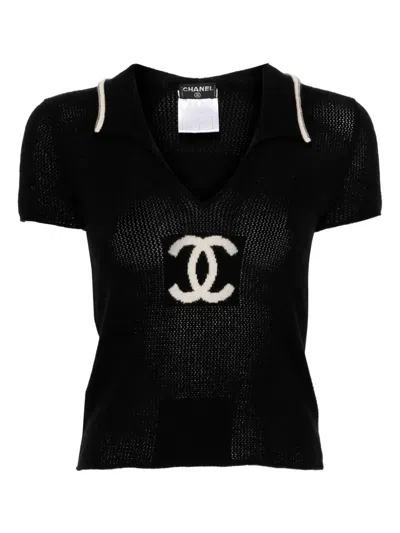 Pre-owned Chanel 2001 Short-sleeved Top In Black