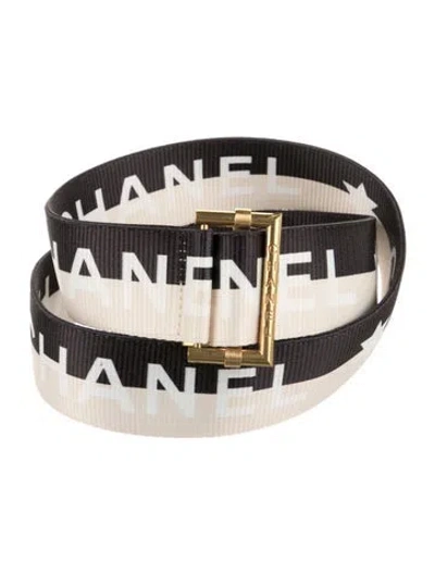 Pre-owned Chanel 2001 Signature Logo Waist Belt In Neutral